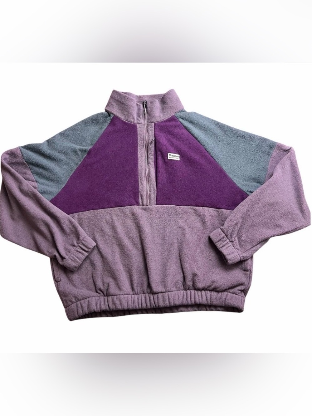 Marmot Retro Rocklin Purple Half Zip Fleece Pullover Jacket Colorblock XL